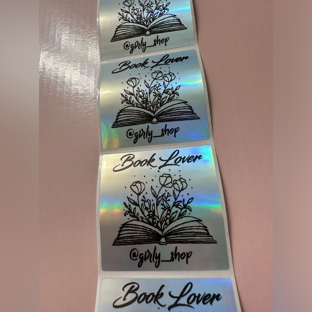 50ct. Custom “Book Lover” Square Stickers With Closet Name
